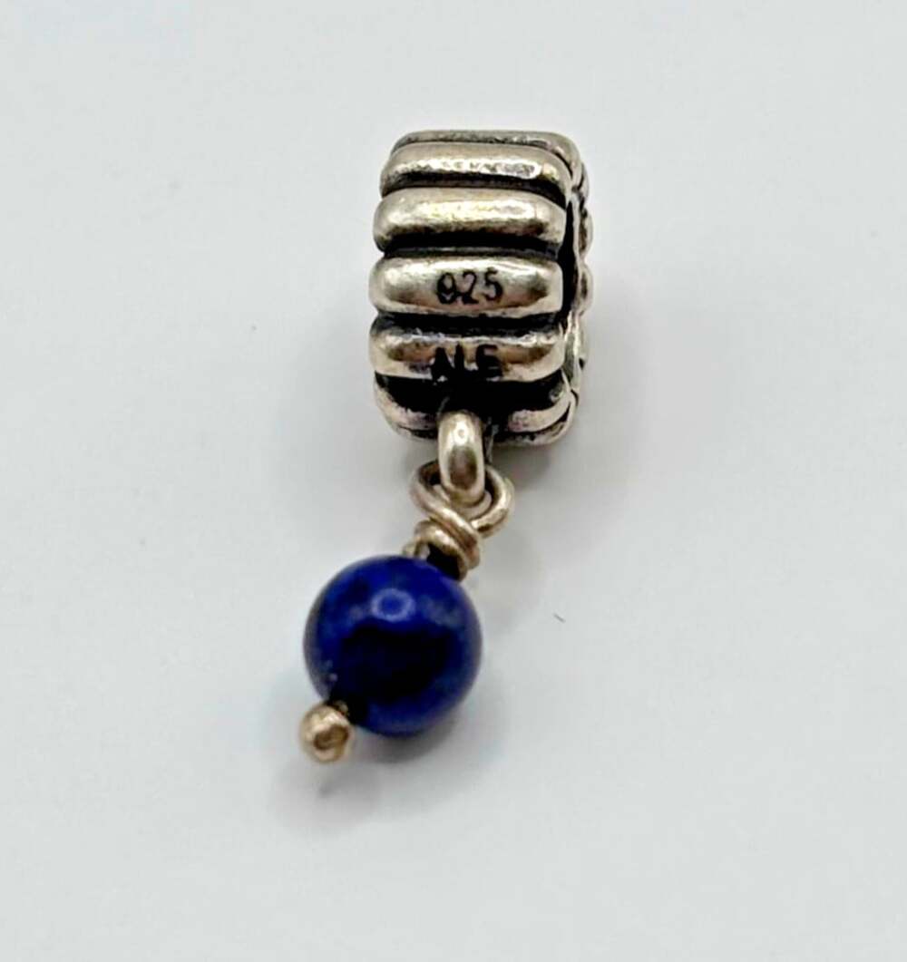 Pandora Retired December Birthstone Lapis Lazuli Dangle Charm 925 ALE